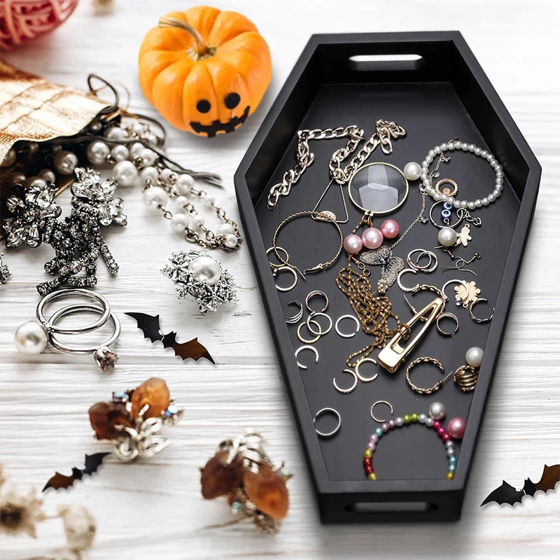 Черный поднос коробка для хранения готический домашний деревянный украшение на