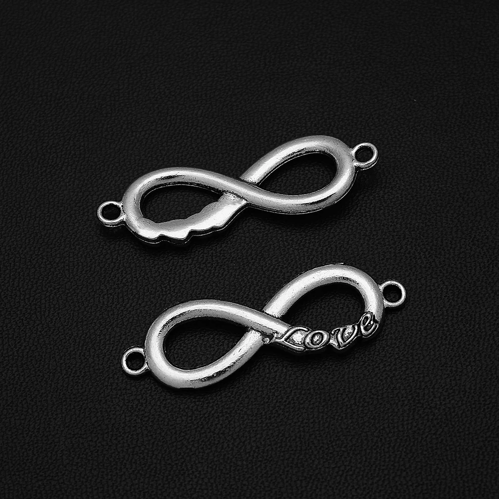 7 шт./лот 13x40 мм Античное серебряное покрытие Бесконечность любовь соединитель