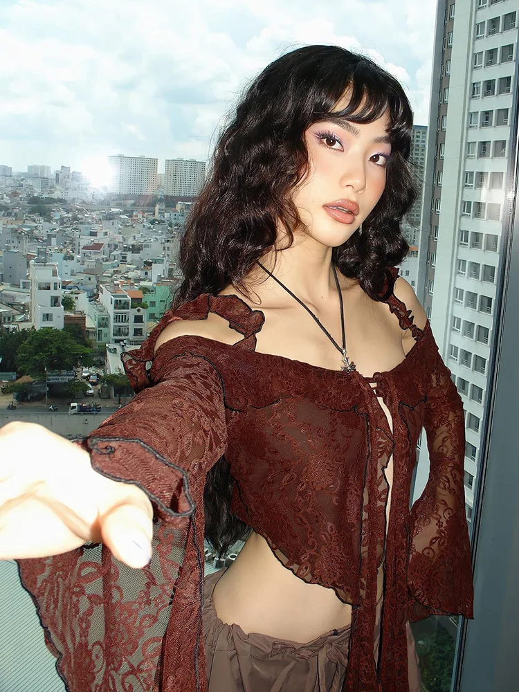 Винтажная кружевная футболка для женщин IAMSURE