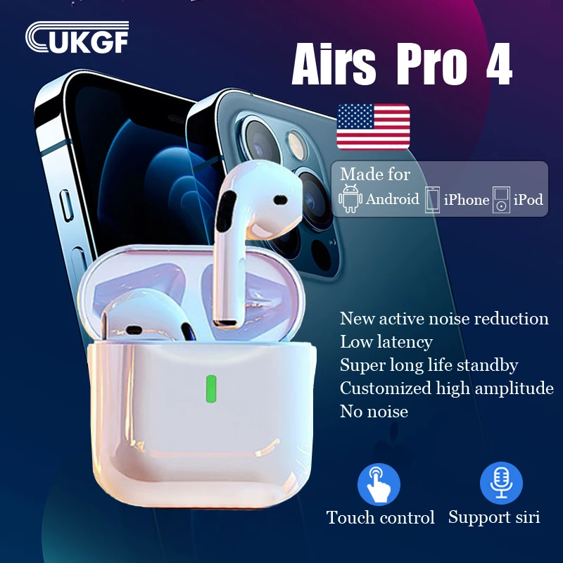 Original UKGF Tws Air4 Pro  Bluetooth  Wireless Earphones In Ear Earbuds Gaming Headset For iPhone Apple Xiaomi Android phone