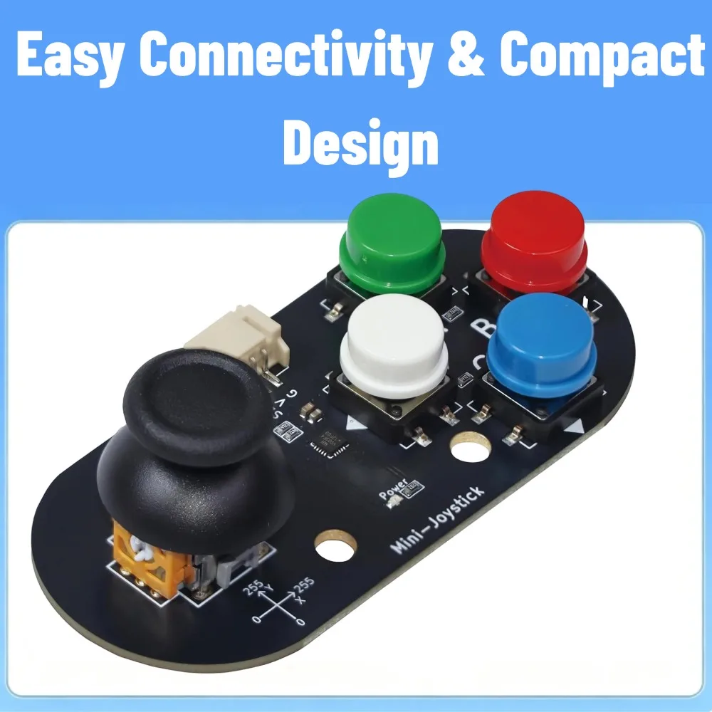 Фото Модуль мини-джойстика I2C для Arduino/Raspberry Pi – 4 кнопки (A/B/C/D), двухосевое управление X/Y, адрес I2C 0x5A №1