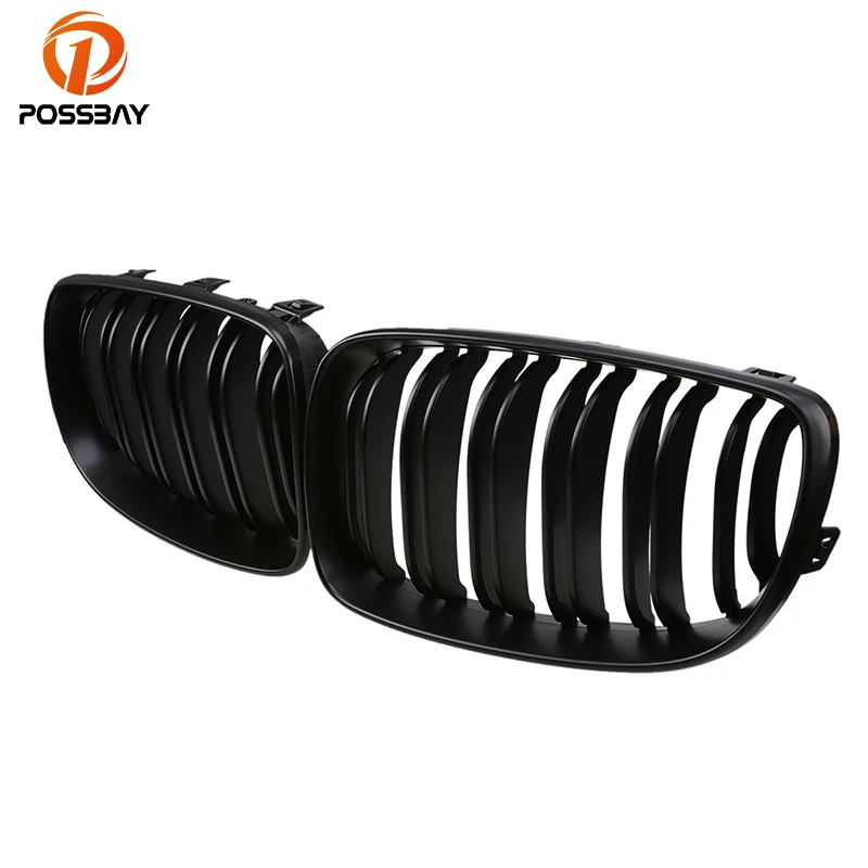 

POSSBAY Matte Black Car Front Kidney Grille for BMW 1-Series E82 125i/128i/135i Coupe 2007-2013 Double Slats Racing Grilles
