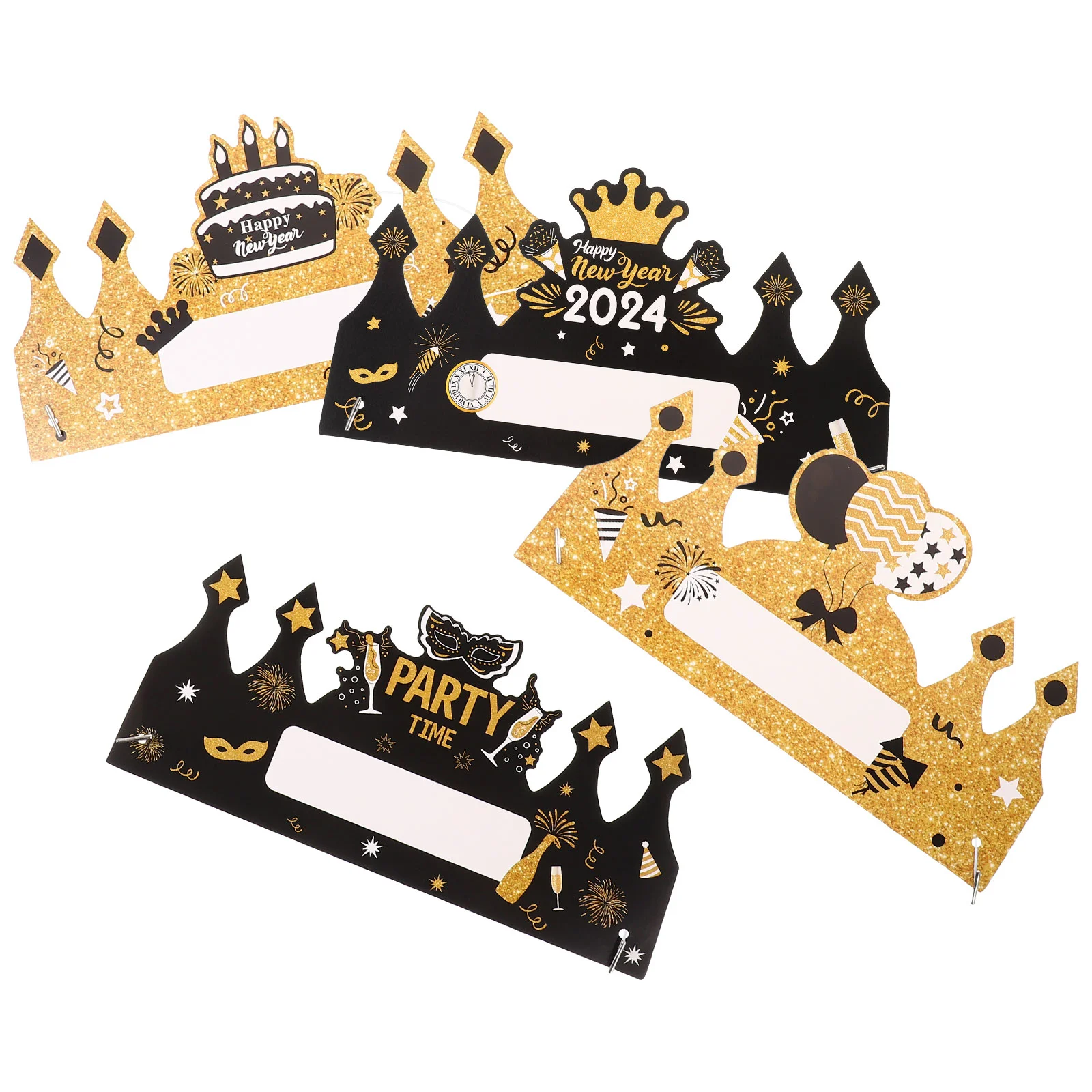 

New Year Themed Paper Hat Happy 2024hats Party Adults Crown Headband Eve Supplies