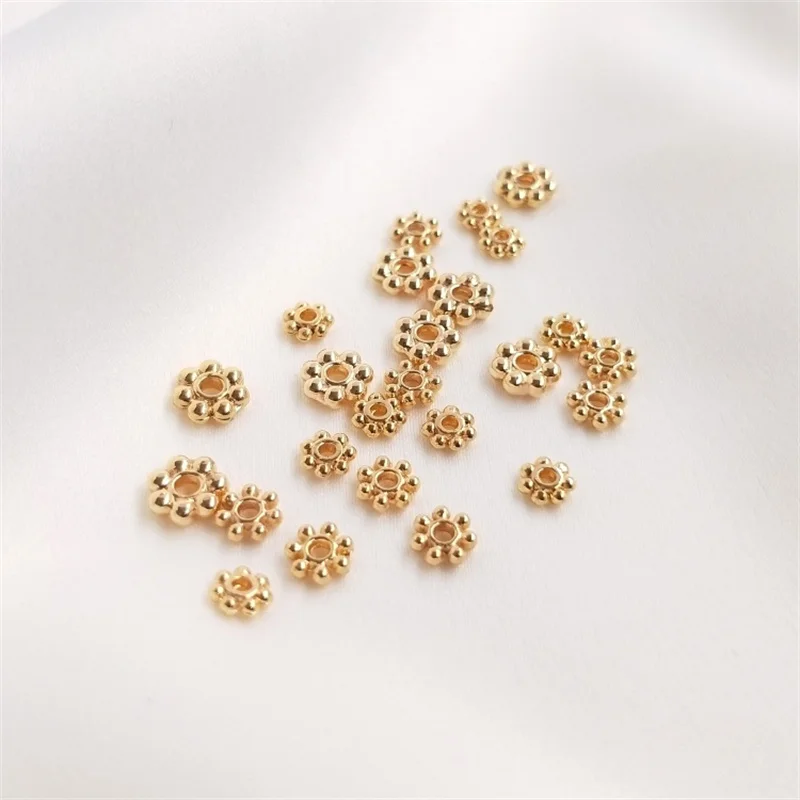 

Латунные бусины-Распорки с позолотой 14 к, Золотые круглые бусины, 4 мм, 5 мм, 6 мм