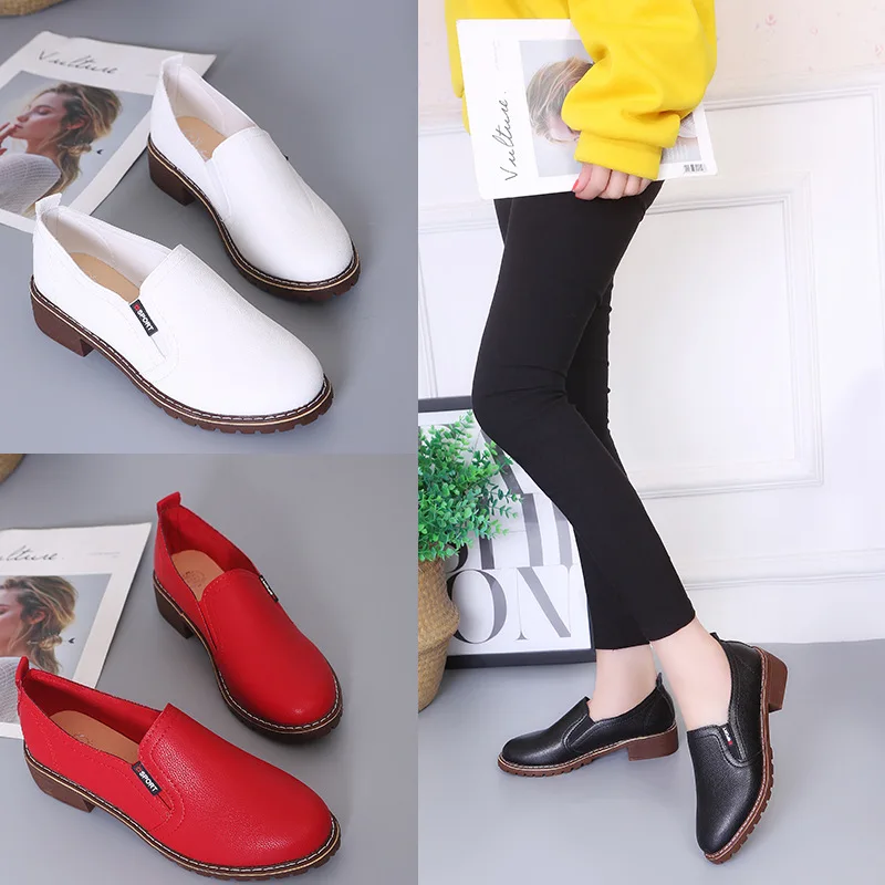 

Women Flat Lace-Up Oxford Shoes Soft Leather Sneakers Low Medium Heeels Pumps Slip on Loafers Summer 2023 New Footwear for Woman