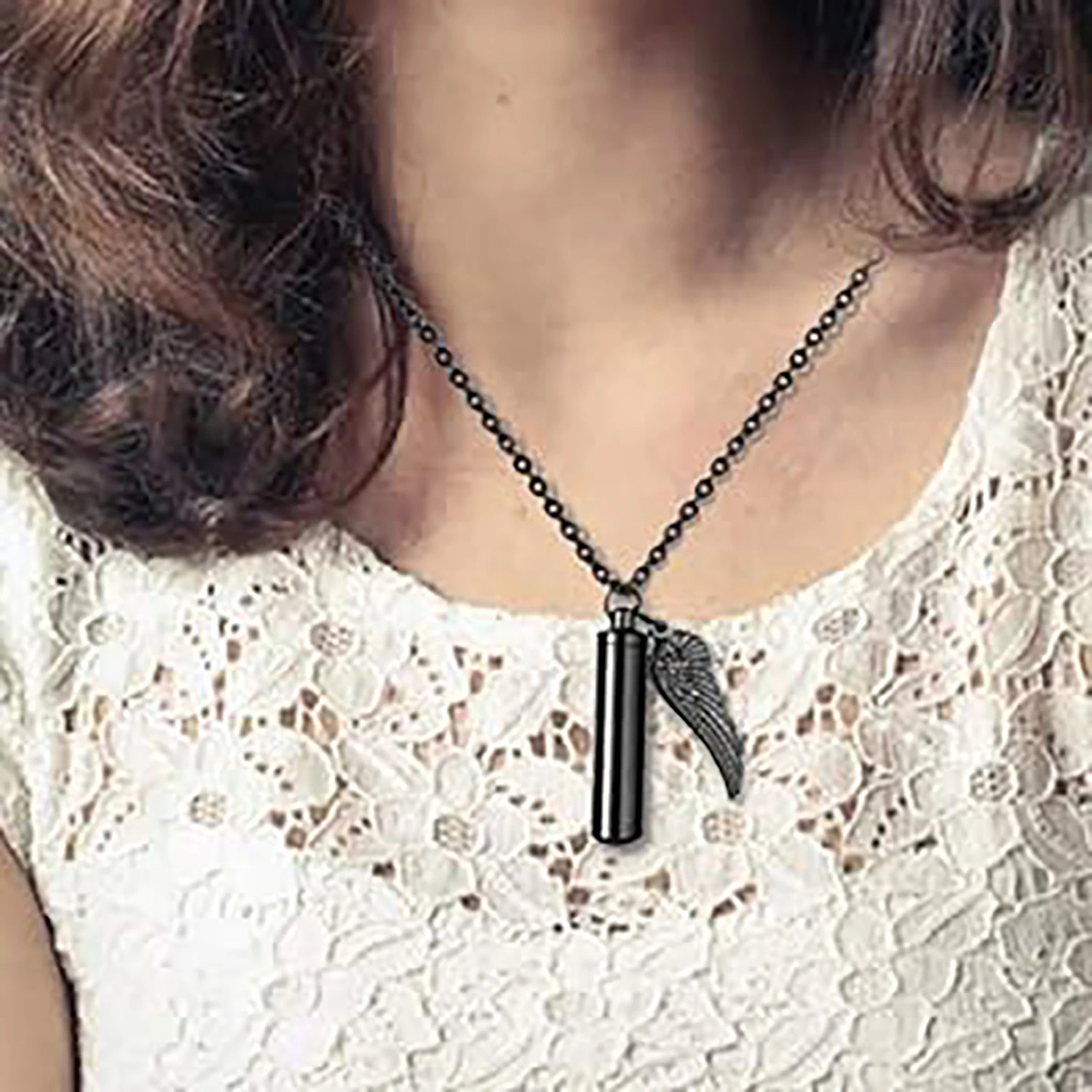 Ожерелье из нержавеющей стали высокого качества с урной для кремации крыльями