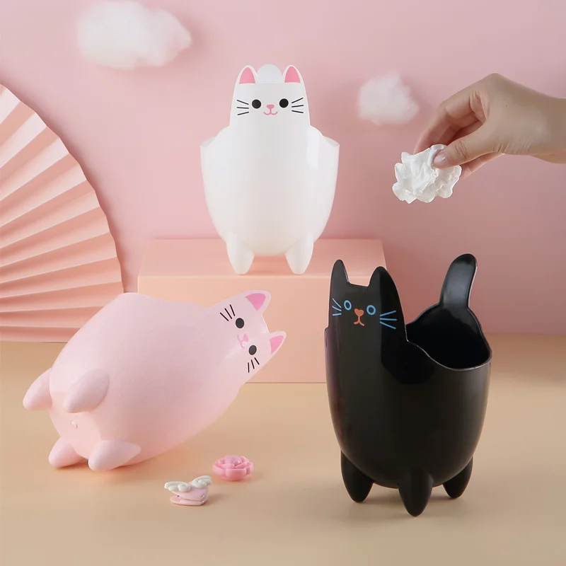 

Милые Мультяшные настольные бумажные корзины, контейнер для девушек, розовые креативные модные маленькие мусорные банки, мусорный пакет
