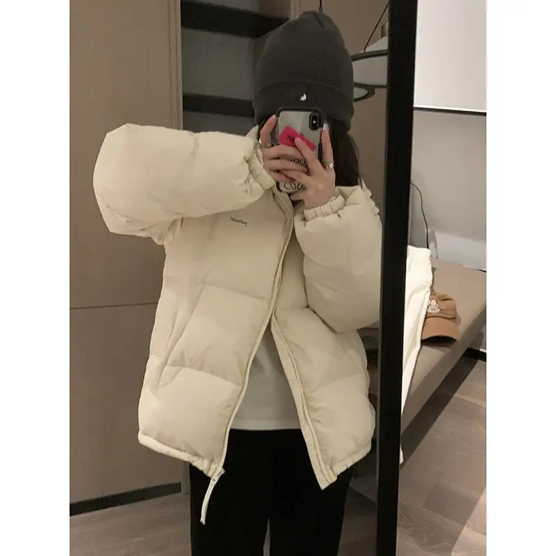 Winter Green Padded Parkas Women's Korean Loose Stand Collar Thickened Jacket Warm Bread Cotton Coats Famale Outwear Clothing