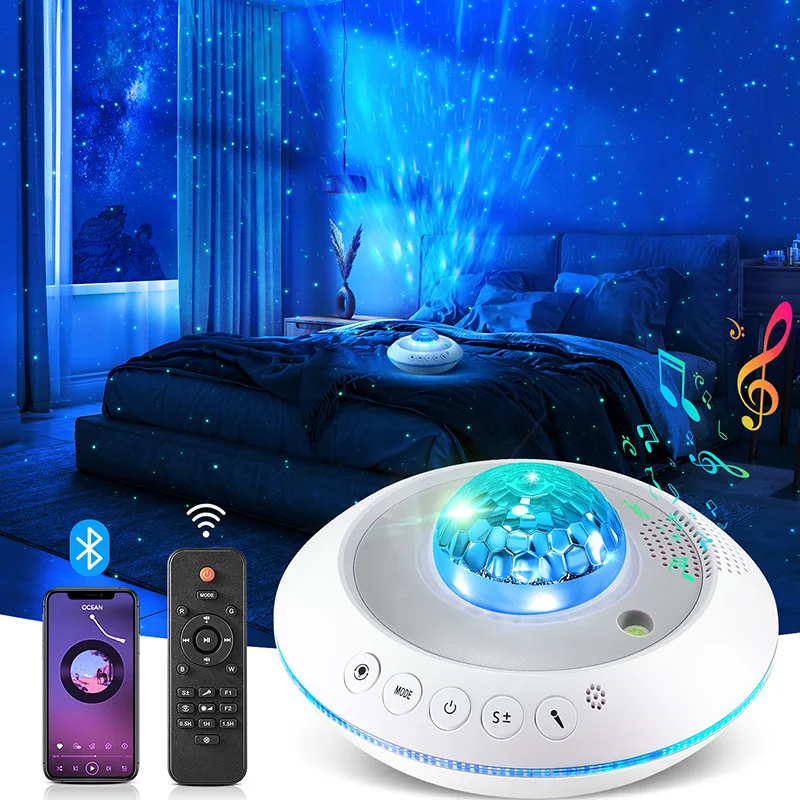 

Galaxy Projector for Bedroom Ocean Wave Night Light with Bluetooth Speaker Rotate Starry Sky Projector Lamp Room Decoration Gift