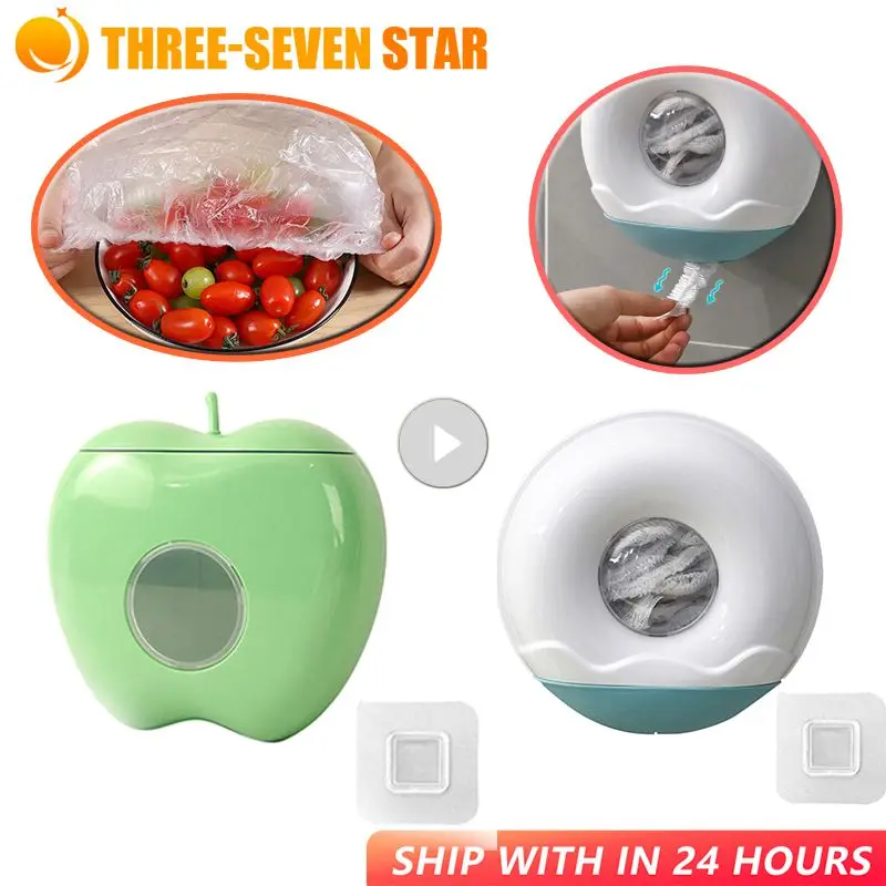 

1pc Cling Film Disposable Cover Wall-mounted Round Bag Multifunctional Plastic Wall-mounted Safety Vover Kitchen Storage Bin