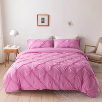 evich polyester brief bedding set pillowclip pink elastic plucking fashion current season 3pcs bedsheet quilt cover homehold