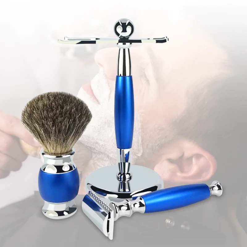 Shaving Brush Badger Hair With Stand Holder Men's Beard Clea