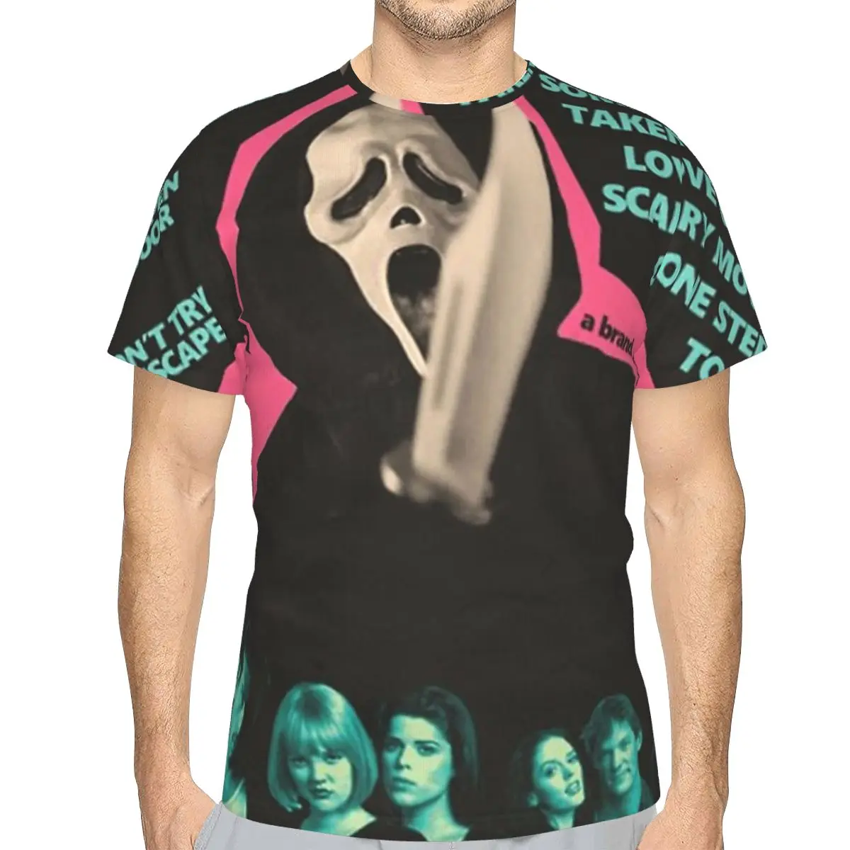 

Scream Sidney Prescott Film Polyester TShirts Movie Poster Distinctive Men's Thin T Shirt Hipster Tops