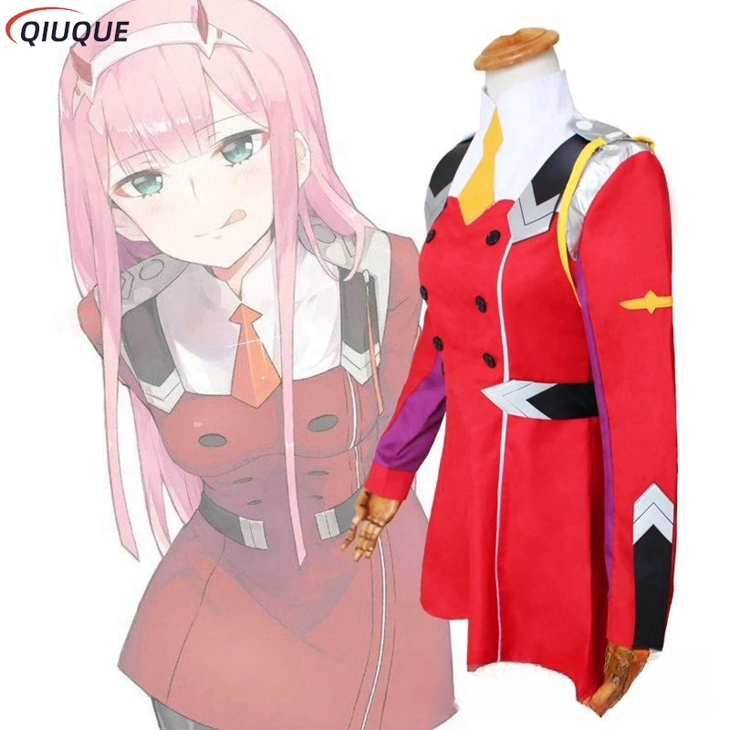Фото 02 Косплей Костюм Игра DARLING in the FRANXX Zero Two Косплей Костюм Платье Женское Косплей Сексуальное Платье Повязка на Голову №3