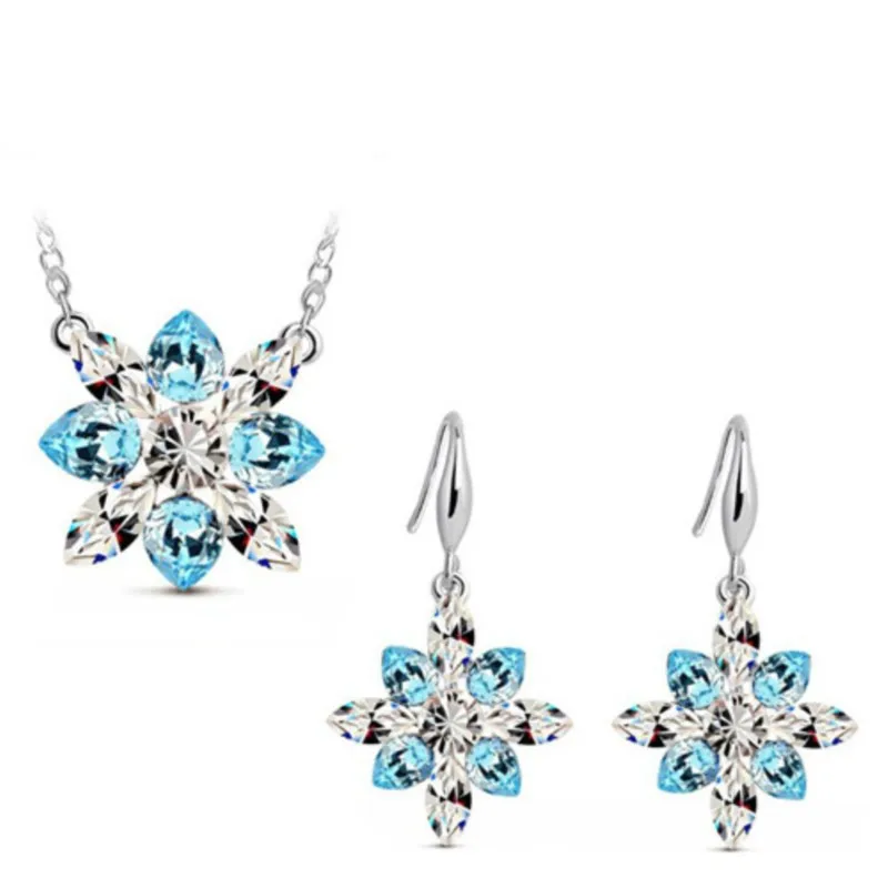 Хрустальная подвеска в виде снежинки комплект ювелирных изделий ожерелье серьги
