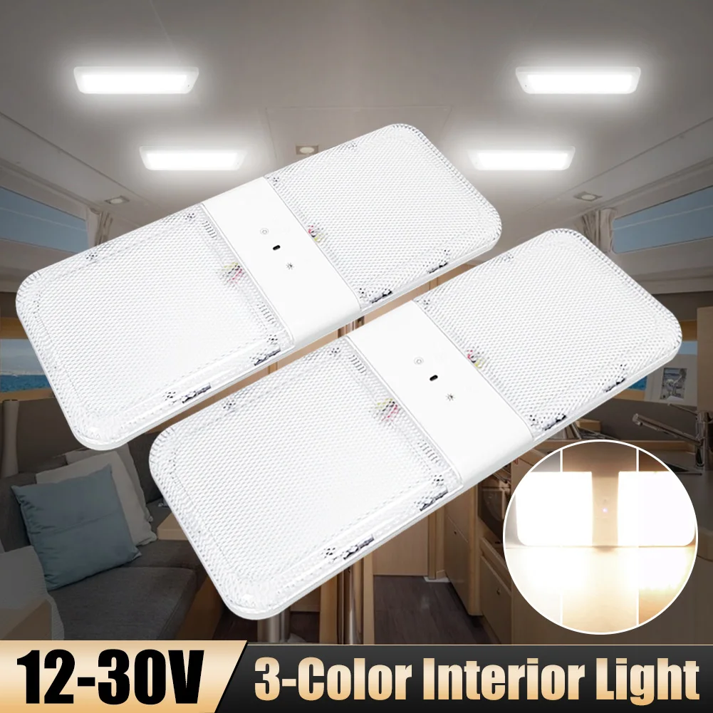 

24V 180LED RV Interior Light 3 Color Touch Lighting Control Dimmable Ceiling Dome Light Roof Reading Light for RV Camper Van