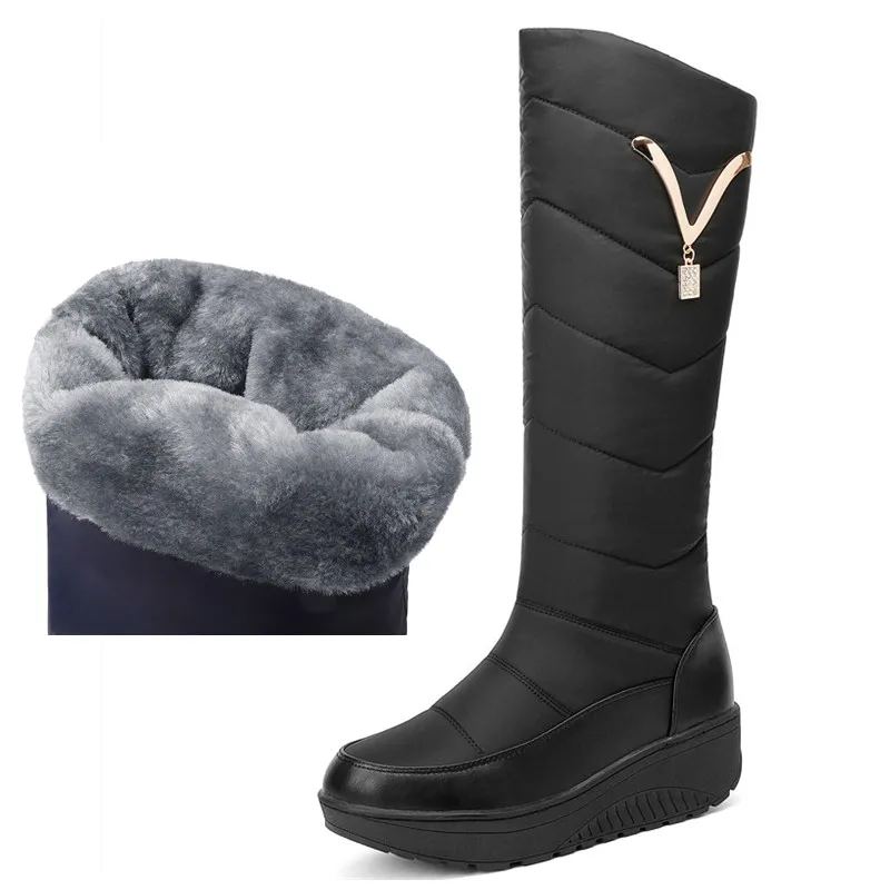 

Warm Fur Women's High Snow Boots 2022 Brand Winter Boots Women Mother Shoes Waterproof Fashion Casual Knee High Boot Large Size