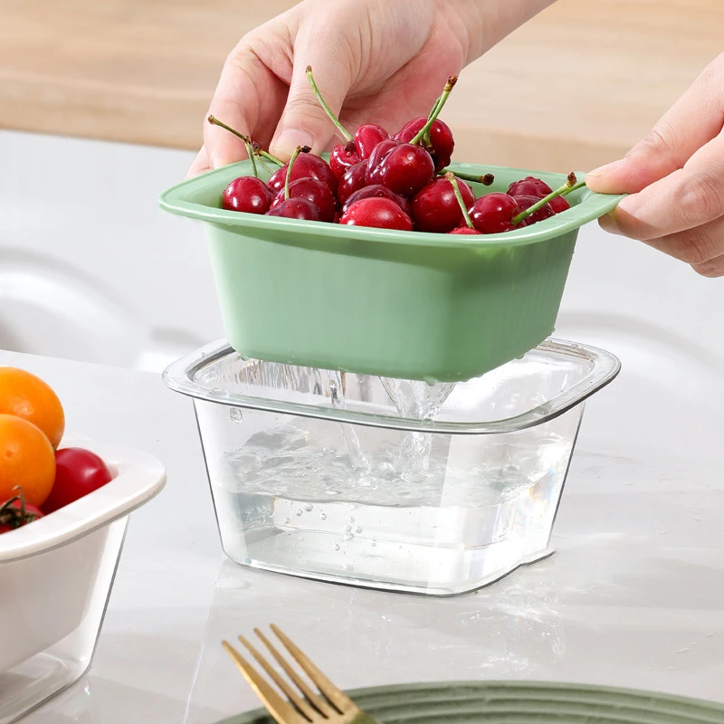 Двухслойная сливная корзина для овощей и фруктов бытовая чаша мытья кухонное