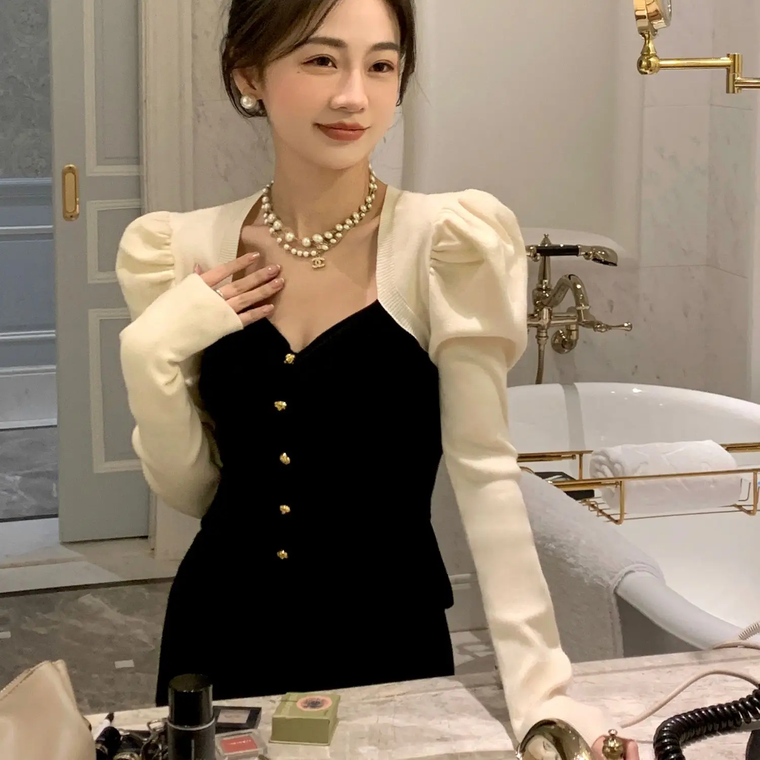 Женская трикотажная нижняя рубашка с длинными рукавами в стиле Pure Desire для