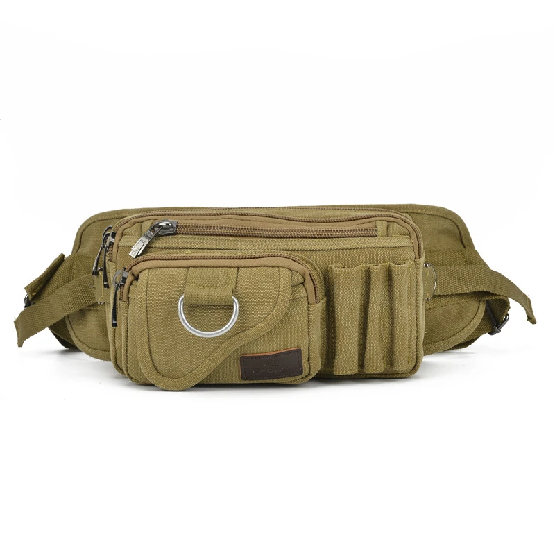 

Canvas Man's Waist Bags Casual Large Capacity Multiple Pockets Male Panny Pack Fashion Solid Belt Bags For Man Outdoor