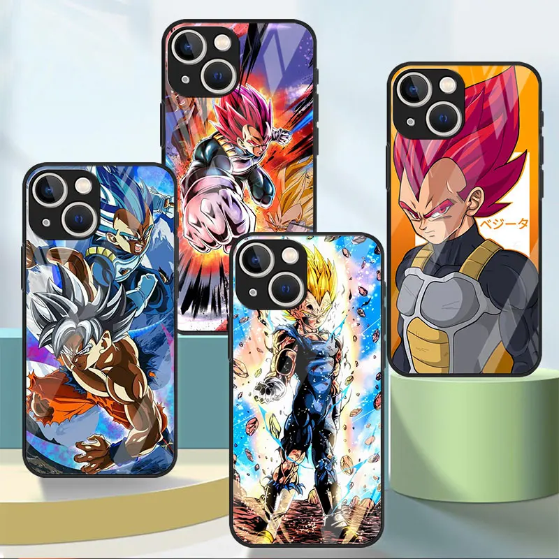 

Tempered Glass Case For Apple iPhone 14 Plus 13 Pro Max 11 12 Mini XR 7 8 Back Phone Cover Luxury Funda Goku VS Vegeta DDBZ Man