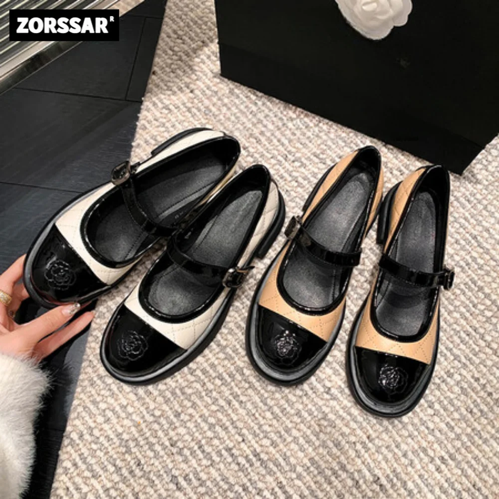 2024 новые женские туфли Мэри Джейн из коровьей кожи на плоской подошве модные в