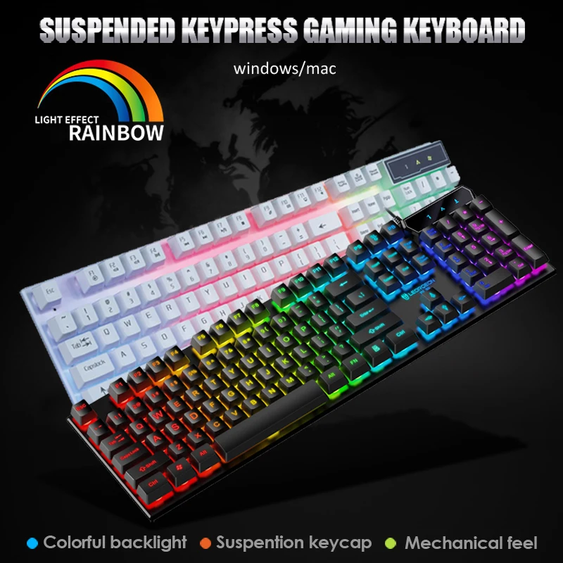 

Gaming Wired Keyboard Game Anti-Ghosting RGB Mix Rainbow Backlit Keyboard for PC /Computer/ Laptop Gifts