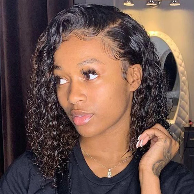 Глубокая волна 13*5*1 кружевной фронтальный парик с предварительно выщипанными