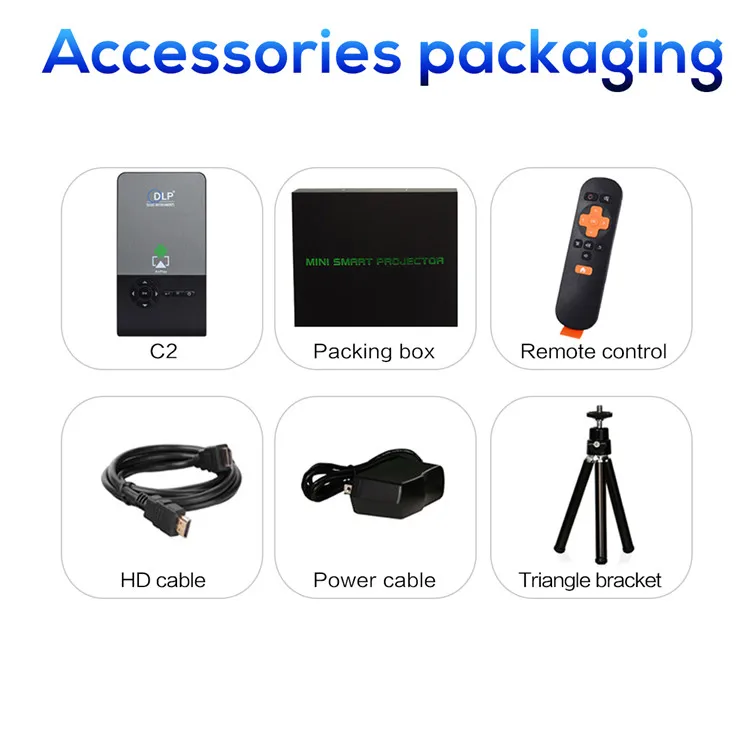 Карманный проектор c2 dlp портативный Wi-Fi Android 6 1G/8G светодиодный домашний кинотеатр
