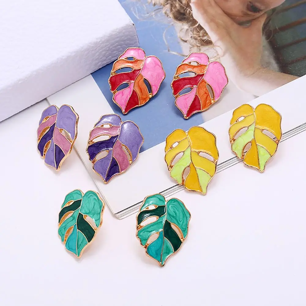 

Gifts Fashion Jewelry Jewellery Accessories Sen Series Hollow Alloy Exaggerated Leaves Ear Studs Turtle Leaf Earrings