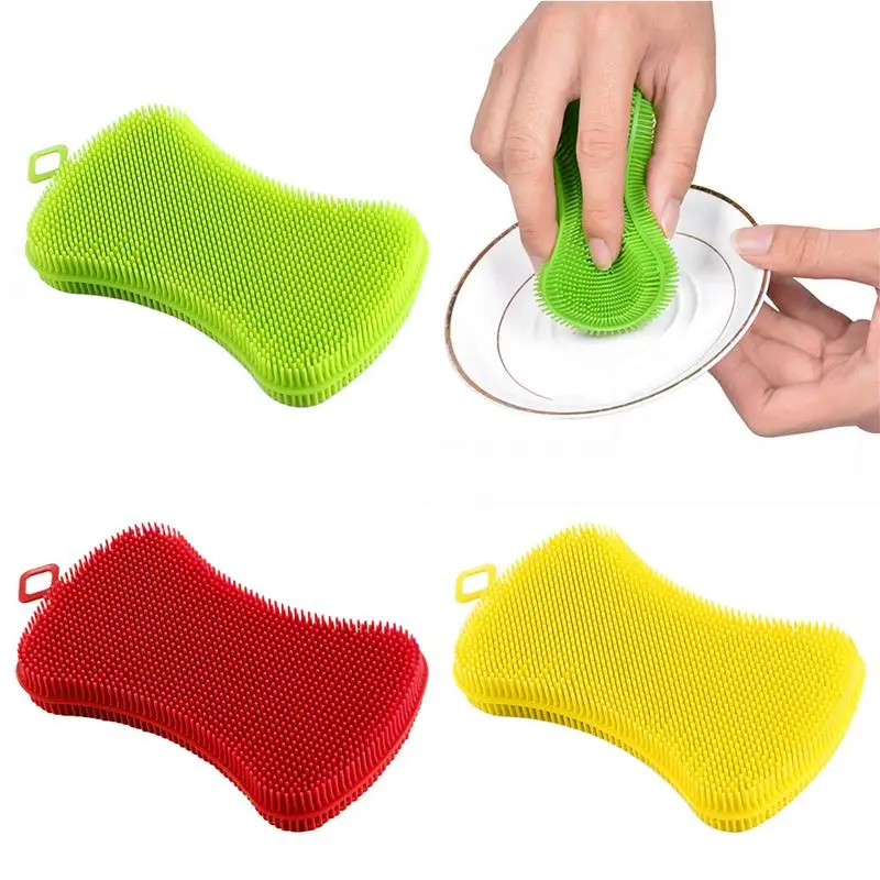 

Soap Shaped Dish Washing Brush Multipurpose Cleaning Fruits Vegetables Durable Insulation Pad In Random Color Kitchen Utensils