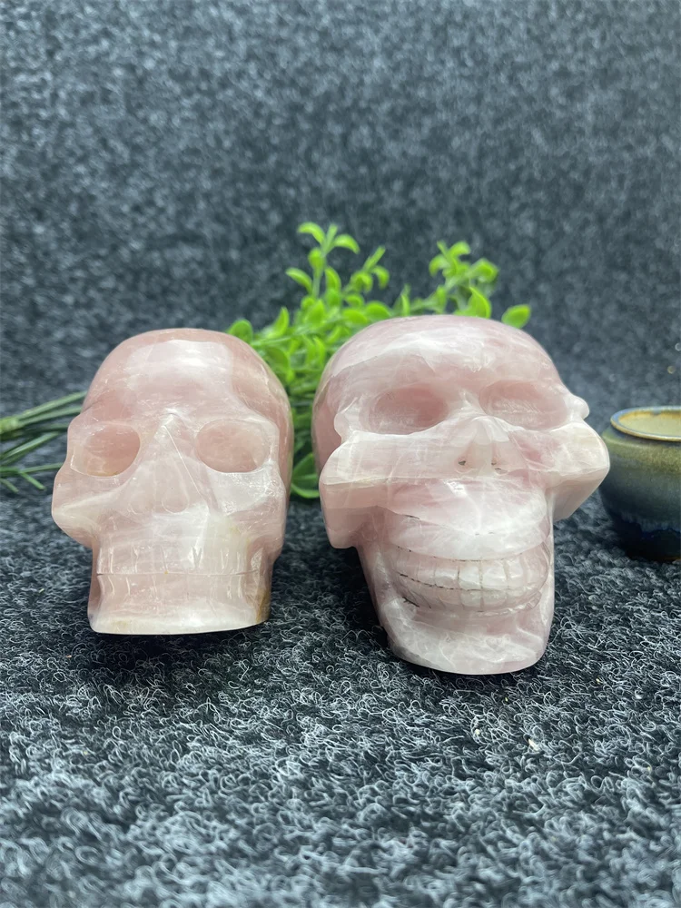 

100% Natural Pink Crystal Skull Healing Reiki Carving Used For Halloween Holiday Gifts Dekor Ev Aksesuarlari Decoration Home Wit