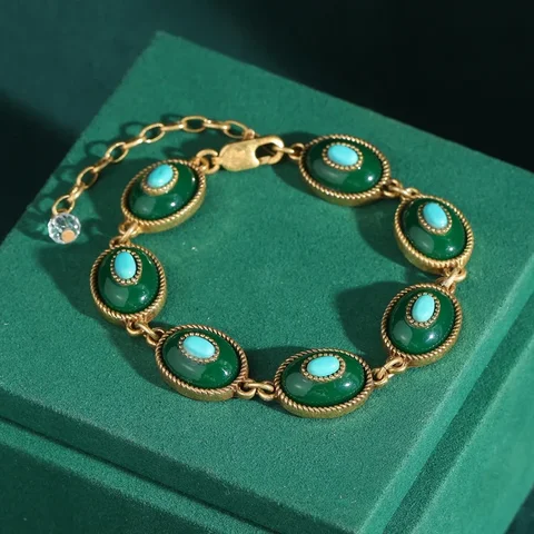 LOVE GREEN LIVE GREEN Винтажные зелёные браслеты-подвески с глазами