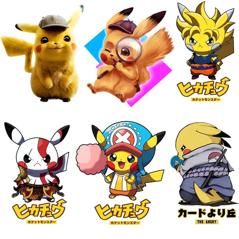 

Japan Anime Patches Pikachu Iron on Transfers on Clothes Cute Cat Girl Anime Patches for Clothing Thermoadhesive Patch Stickers