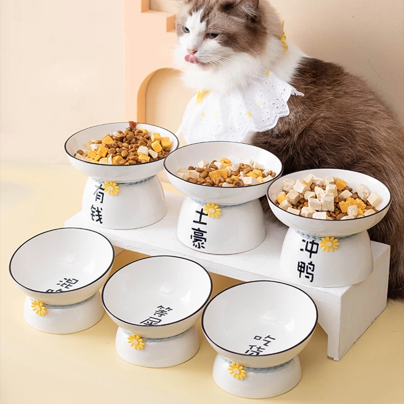 

Cat Nordic Ceramic Bowl Small Dogs Chinese Word Printing Feeders Pet Food Water Feeding Supplies Puppy Kitten Feeders