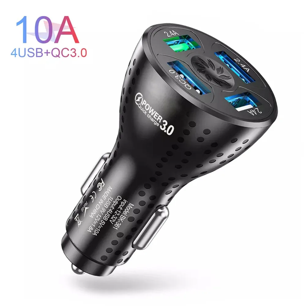 

4 USB Ports Car Charger USB-A QC3.0 A Smart Fast Charging Mobile Phone QC 3.0 Quick Charge for Huawei iPhone Xiaomi Samsung
