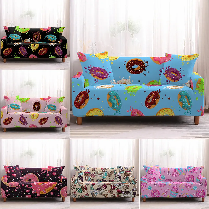 

Sweet Elastic Sofa Cover for Living Room Stretch Digital Printed Couch Cover Non-Slip Sofa Slipcover Protector 1/2/3/4 Seater