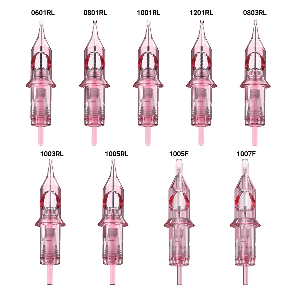 

20PCS Cartridge Needles Tattoo Disposable Pink Transparent Tattoo Needle Makeup 1Rl/3Rl/5Rl For Microblading Tattoo Machine
