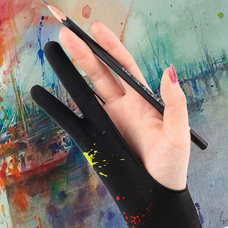 

Перчатка с двумя пальцами для рисования, защита от загрязнений, для рисования, для планшета, правая и левая перчатки, для экрана IPad