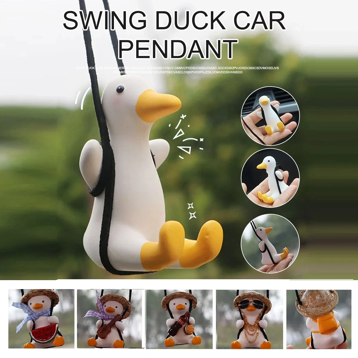 

Cute Swinging Duck Rearview Mirror Pendant Hanging Ornament Swing Ducks Animal Car Charm interior Accessories for Women Girls