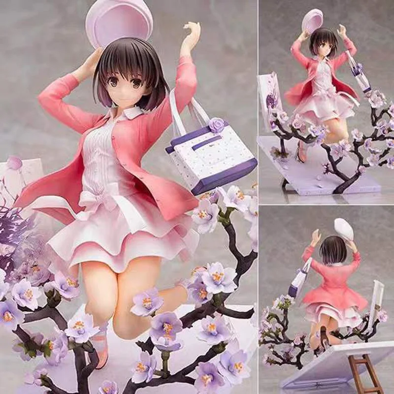 

New 24cm Doll Model How To Raise A Boring Girlfriend Cherry Blossom Tree Anime Girl Figure Megumi Kato Car Decoration Toys Gift