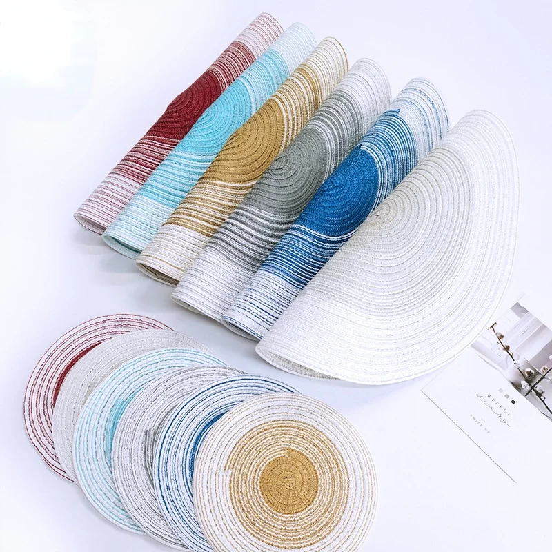 

Round Placemats for Dining Table Set of 4 Woven Heat Resistant Non-Slip Kitchen Table Mats Diameter Floral Braided Placemat Tool