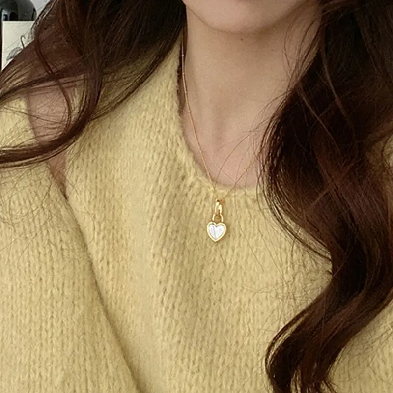 2023 Vintage Double Sided Heart Pendant Necklace For Women Girl Clavicle Chain Choker New Fashion Trendy Jewelry Gift Party