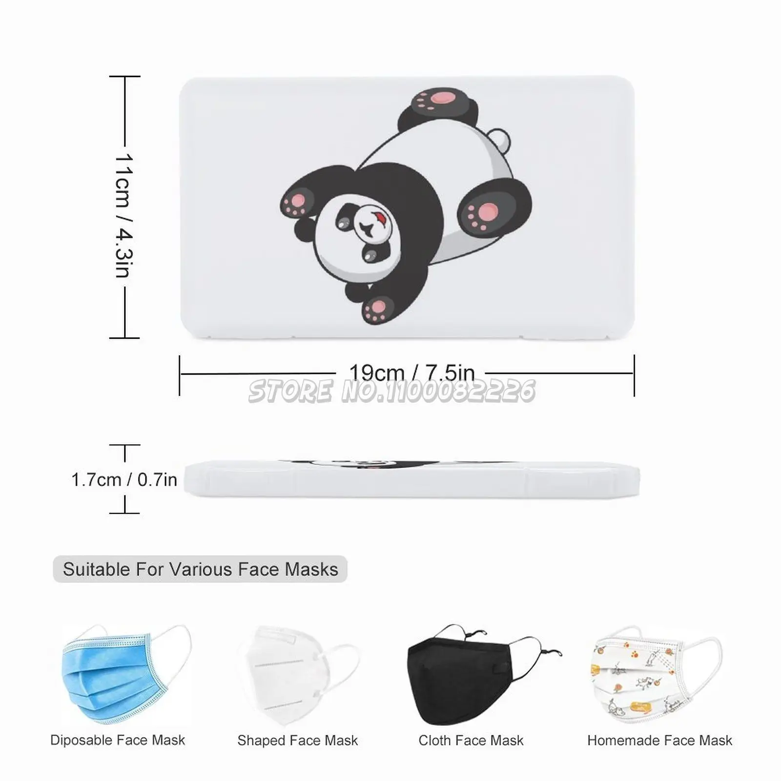 Cute Panda Mask Storage Box Protection Dustproof Moistureproof Damp-Proof Case Ramen Foodie Grizz Ice Bear We Bare Be |