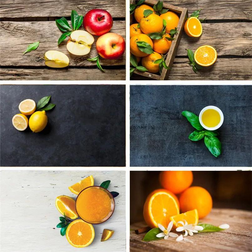 Виниловый фон для фотосъемки с изображением древесины фруктов апельсина лимона