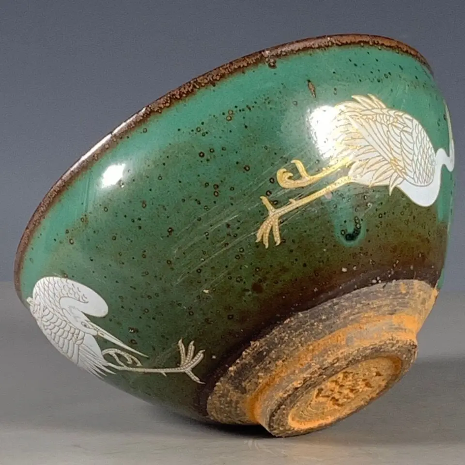 Китайская песня Jian печь зеленая глазурь фарфоровый кран фотографический 4 92