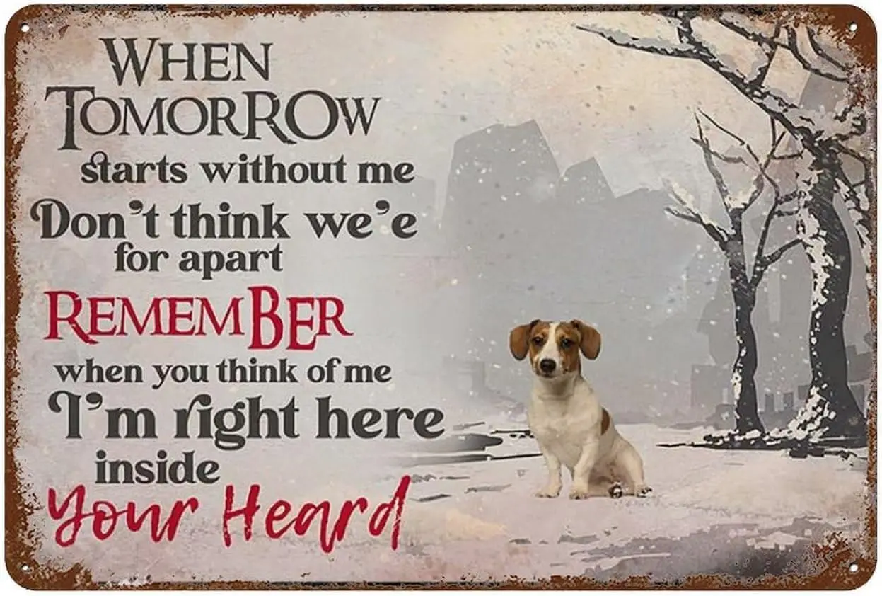 Забавный винтажный жестяной знак настенное искусство Джек Рассел терьер-я прямо