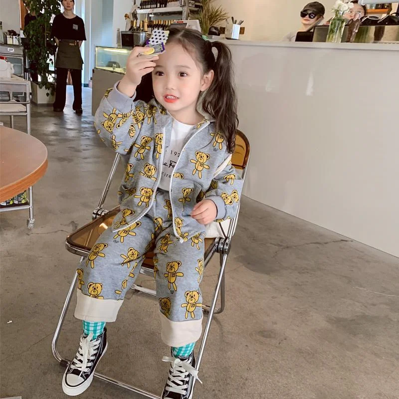 

Girls Suit Coat+Pants Cotton 2Pcs/Sets 2022 Luxury Design Spring Autumn Thicken Sport Suits Sets Uniforms Kid Baby Children Clot