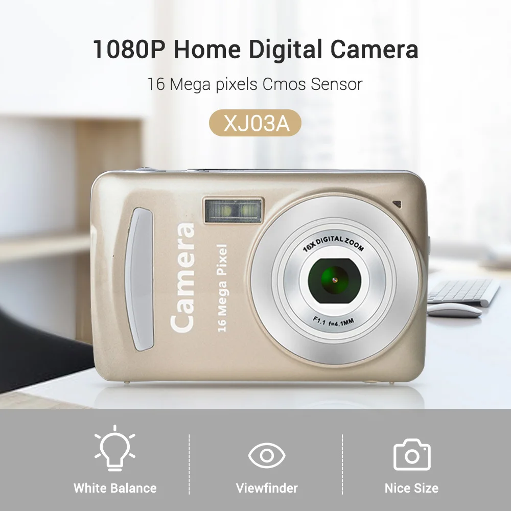 Zoom 16MP registrazione Display da 2.4 pollici ripresa Flash abbagliante fotocamera digitale Home Mini Cam Video portatile domestico anti-vibrazione