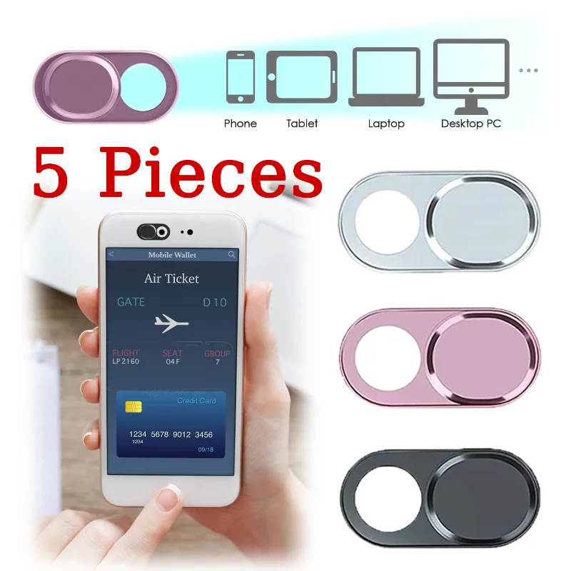 5pcs Metal Webcam Cover Slide Ultra Thin Camera Privacy Sticker for Laptop MacBook Tablet Phone Lens Protector Shutter Stickers